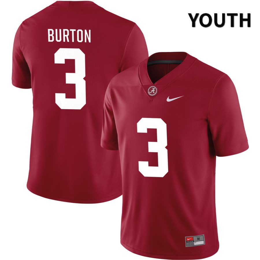 Alabama Crimson Tide Youth Jermaine Burton #3 NIL Crimson 2022 NCAA Authentic Stitched College Football Jersey GX16B57DC